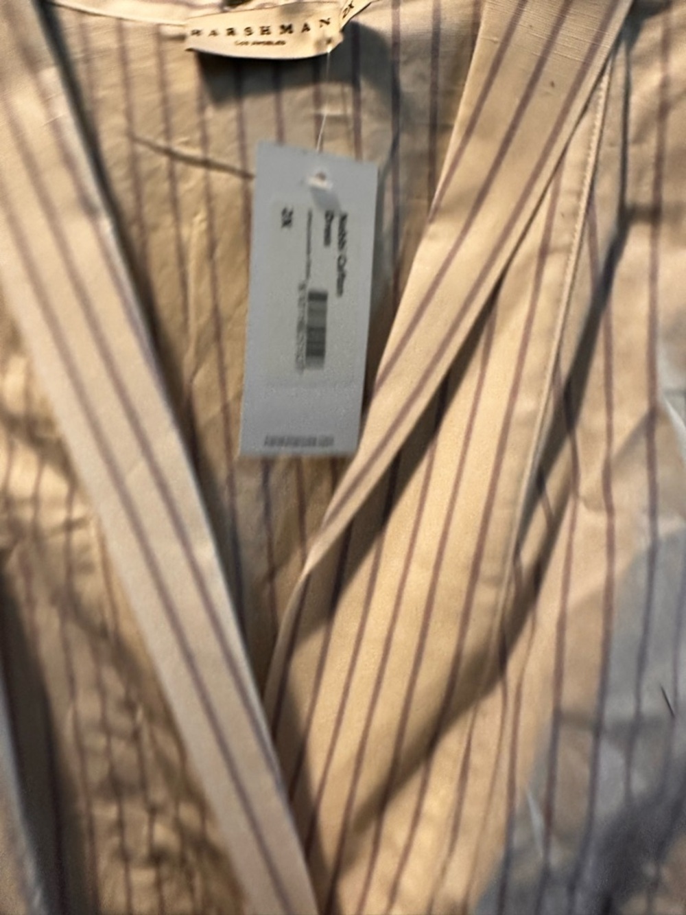 Harshman Linen Striped White Ruffle-Hem Mini Dress - Picture 3 of 5